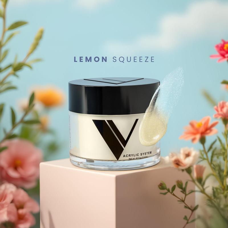 V Beauty Pure Acrylic System - Lemon Squeeze - 100G Cover Powder for Advanced & Beginner Nail Care - Translucent Formula with Superior Adhesion