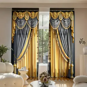 Modern Geometric Triangle Pattern Curtains, Window Curtain, Home Decoration Curtain, High-Definition Digital Print, Fade Resistant, Easy Care, Polyester Fabric, Living Room Drapes