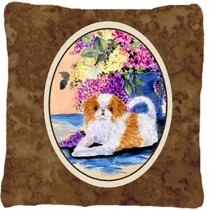 212 MAIN Japanese Chin Themed Heavyweight, Fade-Resistant Fabric Decorative Pillow - Indoor/Outdoor Cushion