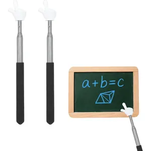 2 count Telescopic Teacher Pointer Stick, Retractable Finger Hand Pointer for Classroom, Extendable Pointing Stick for School Presentations & Interactive Learning (Black, 2 count)
