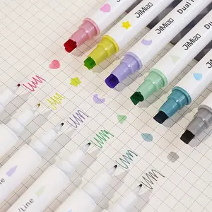 Jimiao Dual Tip Fine Point Water-Based Multi-Color Roller Stamp Marker Pen, Dual Tip Markers, Drawing Stamp Included, Ideal for Art and Office Use