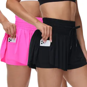 Women's 2-Piece Flowy High-Waisted Shorts Set – Spandex Butterfly Skort for Gym Yoga Workouts Athletics Tennis Golf Comfy Lounge Pants Trendy Summer Outfits