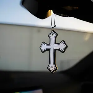 Classic Cross Logo Air Freshener - Black Ice Scent for Car and Home, Cross-Shaped Design, Refreshing Fragrance, Versatile Use