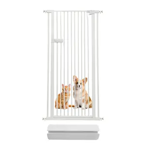 Lumizone Extra Tall Cat Gate 55.12" High Pressure Mounted Extra Wide 2025 New (17 Sizes) 1.37" Gap No Drilling Auto-Close One-Handed Operation Tall Pet Gate for Dogs