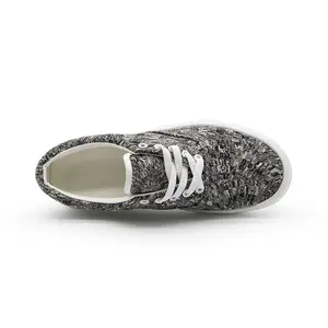 Large-size black and gray textured casual board shoes, wide-toe thick-soled vintage style, unisex canvas shoes