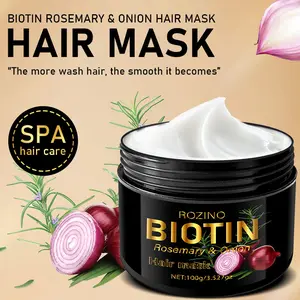ROZINO Biotin Rosemary & Onion Hair Mask for Dry Damaged or Long Hair Deep Conditioner Masque Hair Growth Hydration Split Ends Repair Cream 100g