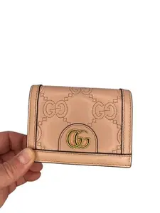 Pre-owned GUCCI Leather Wallet Pink Compact Perfect For Daily Use