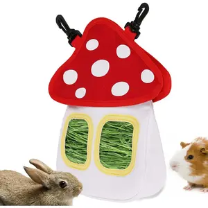 Bunny Hay Feeder, Hanging Rabbit Hay Feeder Bag for Bunnies Guinea Pigs Chinchillas Hamster