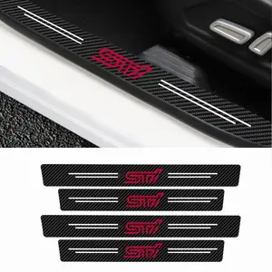 Car Door Sill Carbon Fiber Stickers, 5pcs Anti-Scratch & Waterproof Protection, Durable Design for Subaru Sti, Easy Installation