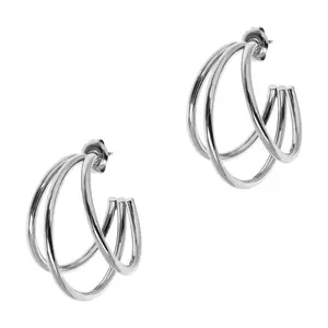 Steel by Design Polished Open Triple Hoop Earrings