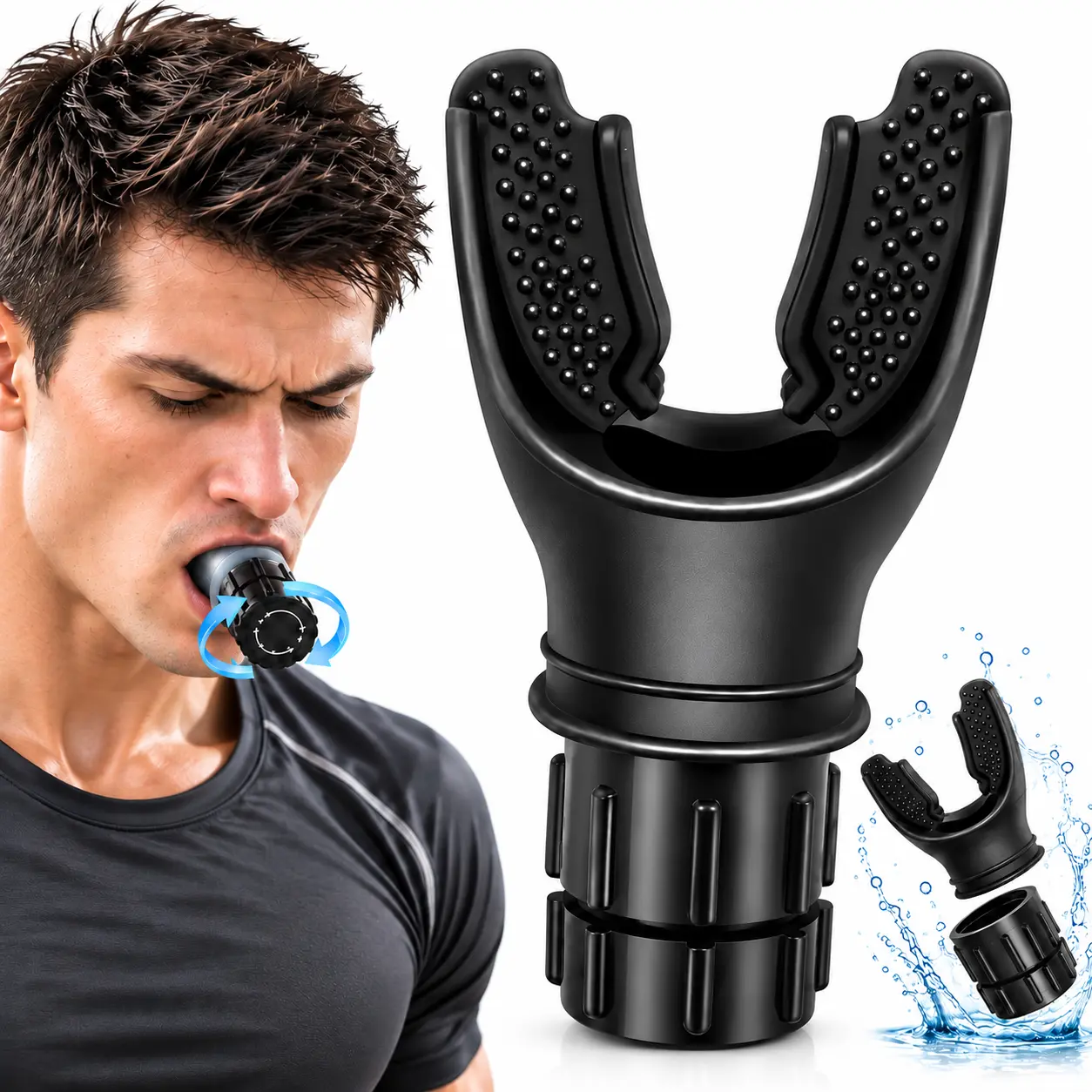 2026 New Adjustable Resistance Breathing Training Mouthpiece, Portable Airflow Trainer with Textured Bite Pads, Rotary Control Dial, Compact Accessory for Runners, Athletes, Ideal Gift for Active Adults (Gymnastics, Martial Arts, Postpartum Recovery Use),