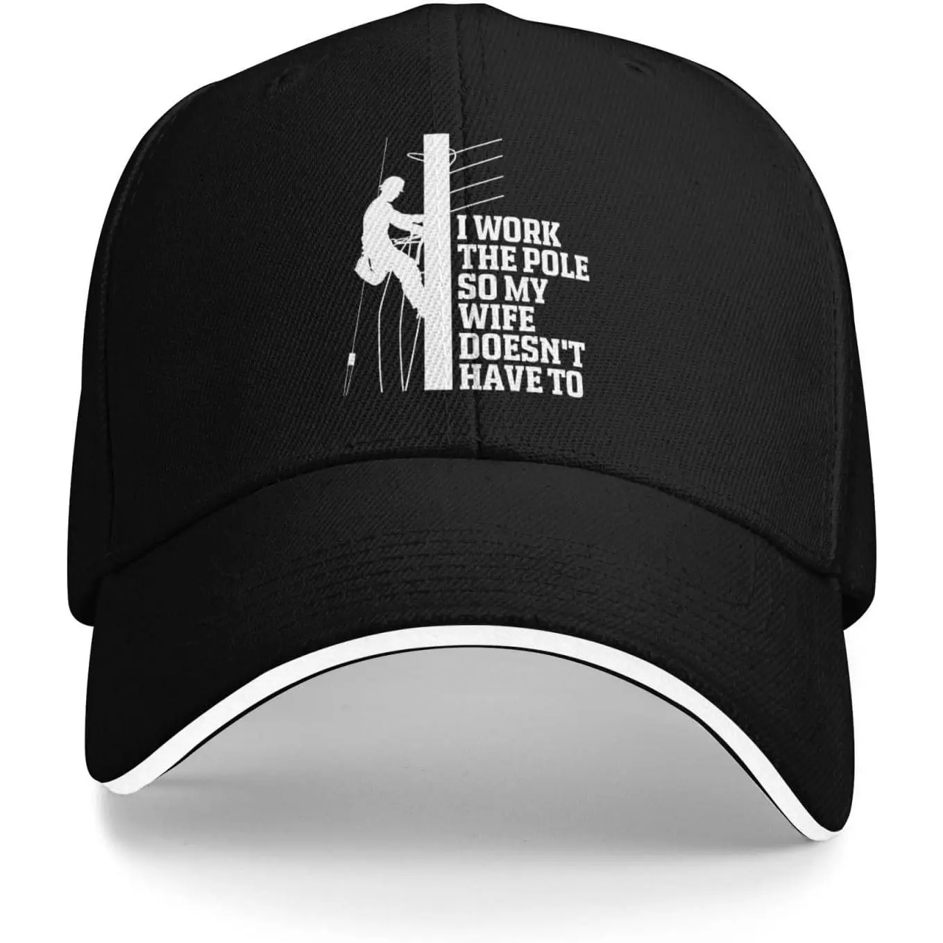 Unisex Funny Lineman Trucker Hat - Wide Brim Sun Protection Hat, Text Graphic, Mesh Back, Adjustable 1 Size Fits Most Head Sizes, Casual for Outdoor Everyday Wear