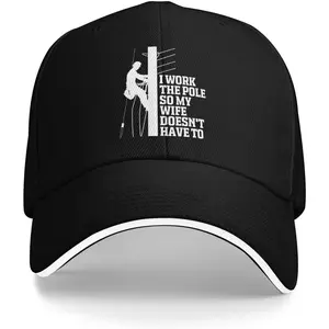 Unisex Funny "I Work The Pole So My Wife" Lineman Hat, Sandwich Trucker Baseball Cap for Outdoor Travel