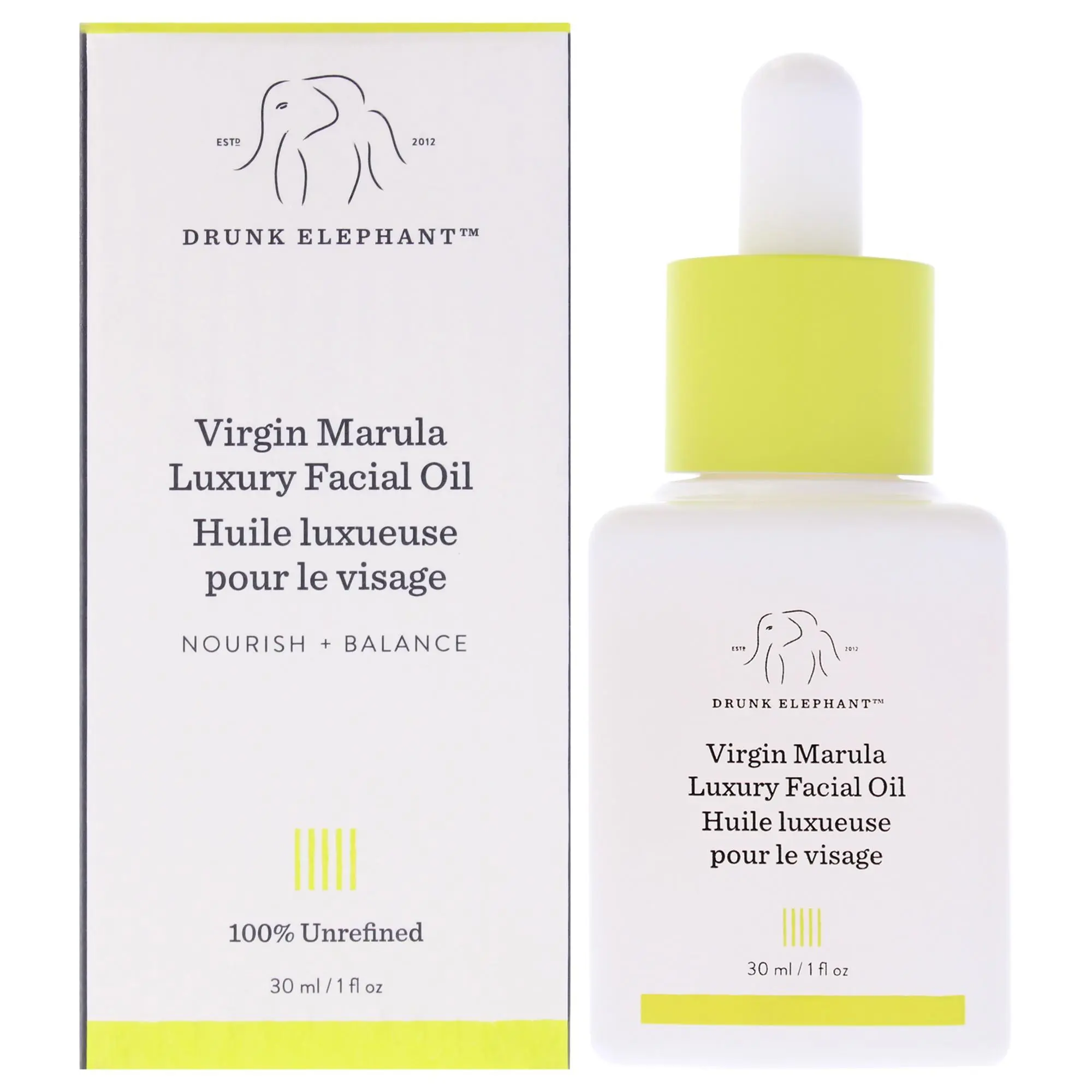 Drunk Elephant Virgin Marula Luxury Facial Oil - Women's Daily Facial Oil with Pure Ingredients, 1 oz (30ml) Single Bottle