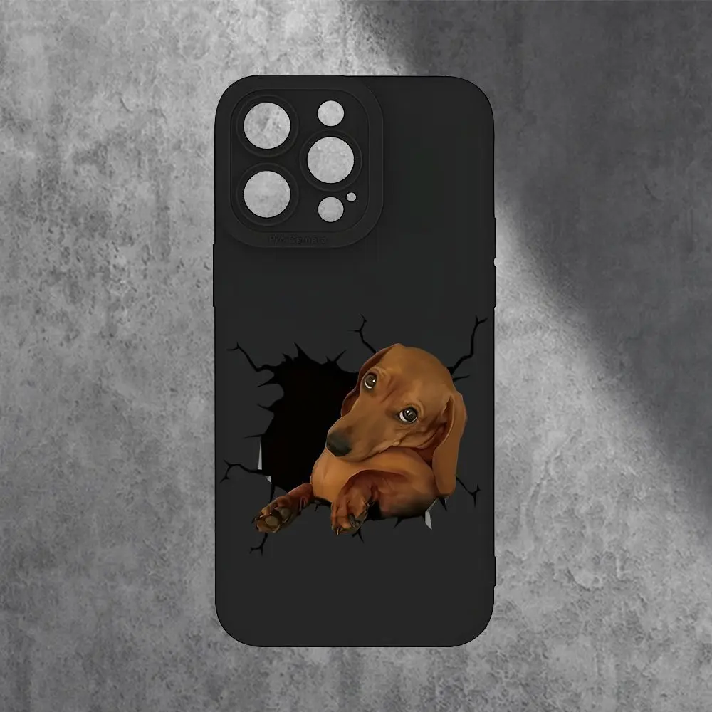 Frosted Drop-Resistant Phone Cover - Creative Black Hole & Cute Sausage Dog Pattern Casing for iPhone 17 Air/16 Plus/15 Pro Max/14 Pro/13/12/11/Xs Max/X, Mobile Phone Accessories with Protection, Ideal Holiday Gift for Loved Ones (Ms365)