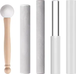 5 count  Singing Bowl Mallet Set Includes Sheepskin Solid and Hollow Sound Sticks Singing Bowl Rubber Mallet with  Handle Clear  Striker for Playing()