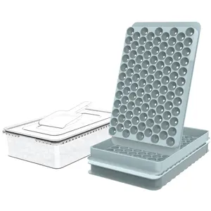 1 Set Mini Ice Cube Tray with Lid and Storage Box, Perfect for Iced Coffee and Cocktails. Quickly Cools, Easy to Swirl and Release, Stackable, Small Round Ice Cubes Easily Fit Into Narrow-Necked Water Bottles and Glasses.Ice Platter