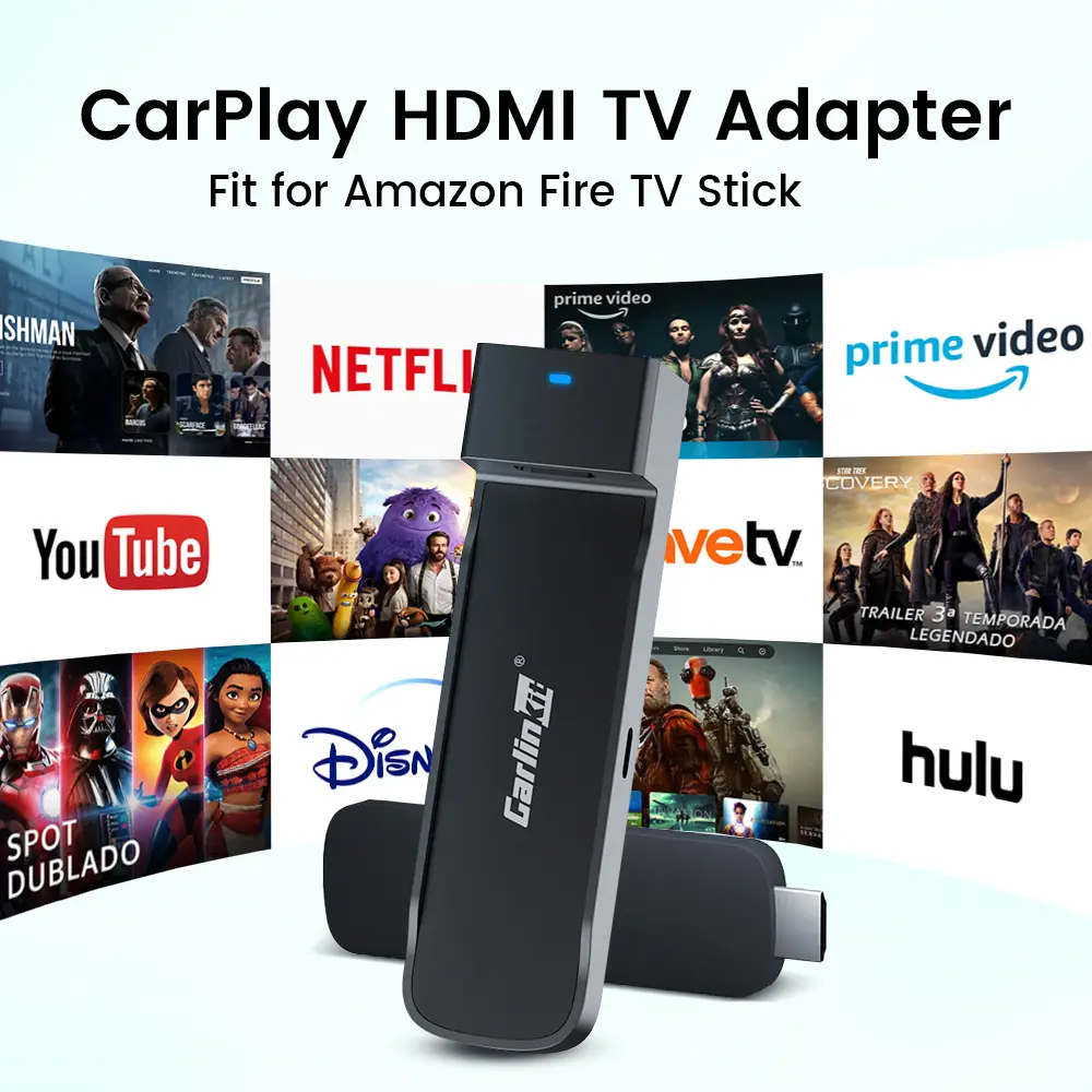 CarlinKit CarPlay Converter HDMI Multimedia TV Adapter fit for Amazon Fire TV Stick, Compatible with any car model with factory wired CarPlay, 1080P@6
