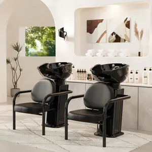 Baasha Professional Shampoo Chair and Bowl Set for Salon, Adjustable Shampoo Bowl with Headrest, Memory Foam Cushion, Shampoo Chair Ergonomic Design for Ultimate Comfort