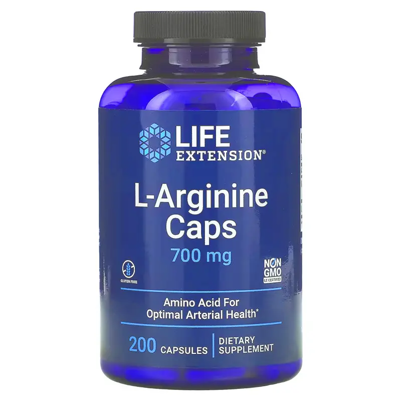 Life Extension L-Arginine Caps 700 mg - Nitric Oxide Booster for Men, Vasodilator, Supports Arterial Health, Blood Flow & Pressure, Amino Acid Supplement - Edible