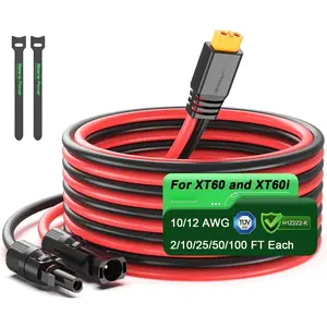 Solar to XT60 Charge Extension  12AWG 2Ft Solar Connector to XT60 Adapter  for Solar Panel to LiFePO4  RV Portable  Station Solar Generator