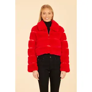 Dolce Cabo Paneled Faux Fur Cropped Jacket 75521