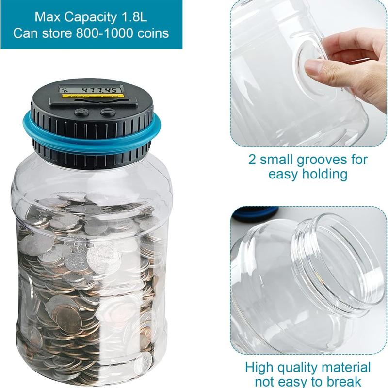 Money Jar with LCD Display,Durable Money Coin Counting Jar,Money Saving Bank,Home Decor,Display Automatic Counting Coin Bank-Perfect Gift for girls and boys,ldeal Gift for Birthday&Valentine's Day