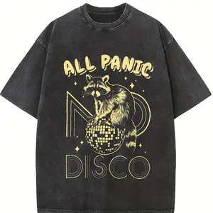 Vintage All Panic No Disco Tshirt, Retro Funny Raccoon Shirt,Vintage Raccoon Tshirt,Aesthetic Shirt,Funny Sweatshirt, Meme T-shirt Top Womenswear