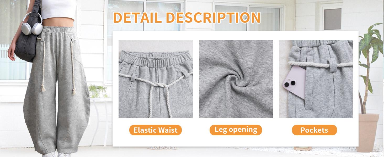UANEO Women’s Curved-Leg Pants with Elastic Waist Rope Drawstring and Pockets Comfortable Unisex Casual Trousers Cloud-Level Comfort Fabric
