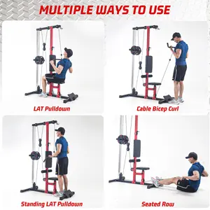 Cable Pulley Machine for Home Gym, High and Low Pulley Station with Adjustable Leg Pad, Lat Pulldown Equipment for Back and Arm Strength Training