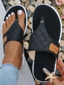 Plus-size women's new summer diamond-patterned flip-flops, non-slip, thick-soled, comfortable, lightweight, versatile for daily commuting