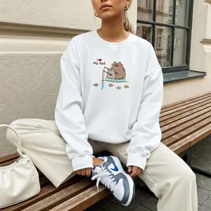[Sale Up To 30%] Pusheen Graphic Sweatshirt, I love My Dad Shirt, Aesthetic Graphic Sweater, Pusheen Stuff, Pusheen Shirt, Pusheen Tee, Fishing Shirt