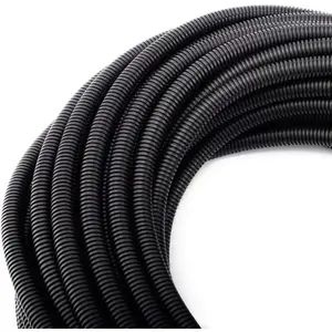 50FT 3/8” Wire Loom Split Tubing Auto Wire Conduit Flexible Cover | High Temperature Heat Resistant -40F to 257F | Plastic Cover for Electrical Wires & Cables