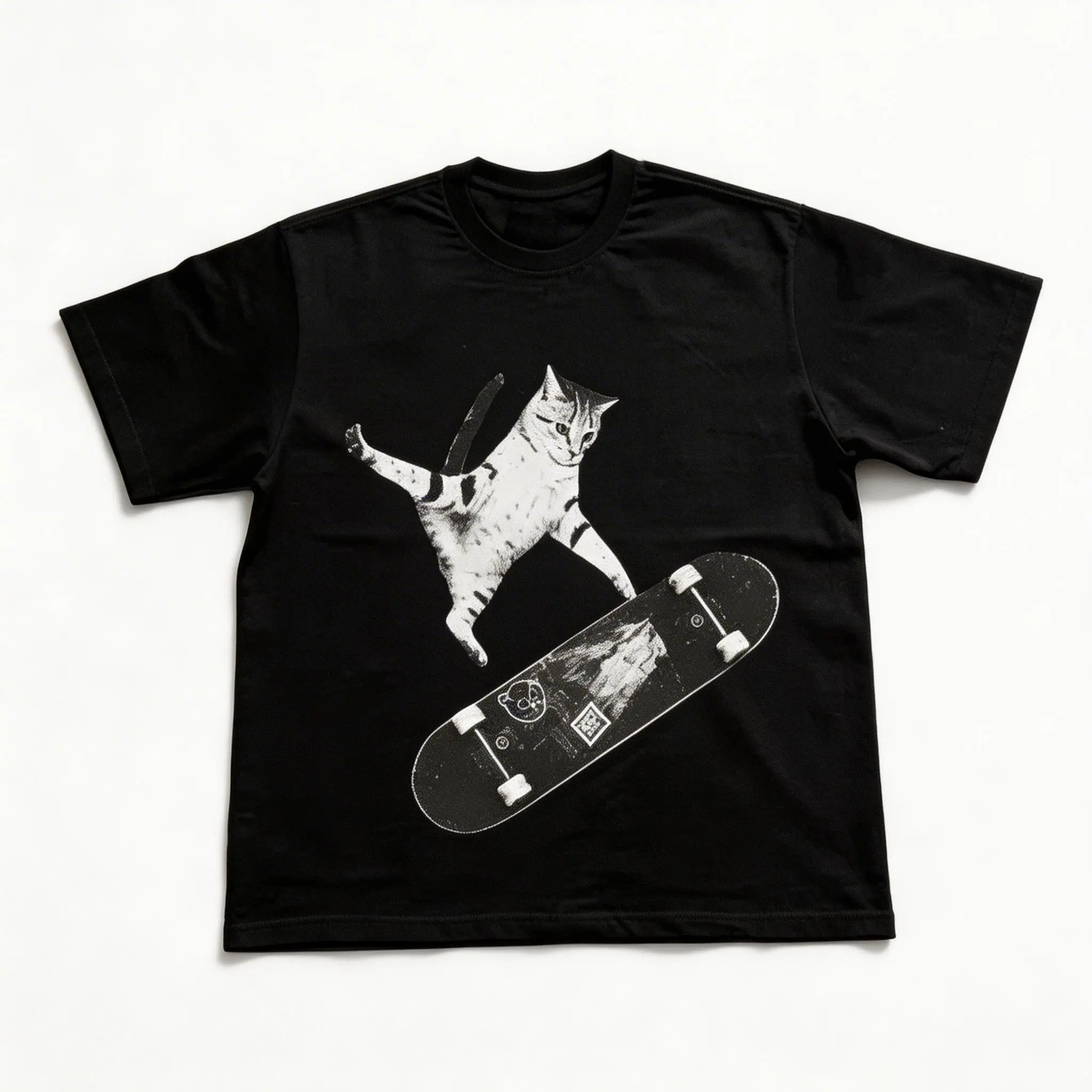 Unisex Classic Short-Sleeve T-Shirt Skateboarding Cat Prints Vintage Y2k Grunge Emo Gothic Streetwear Menswear for Animal Lovers Amity Affliction Aesthetic Gift Idea Sports Outdoor Top