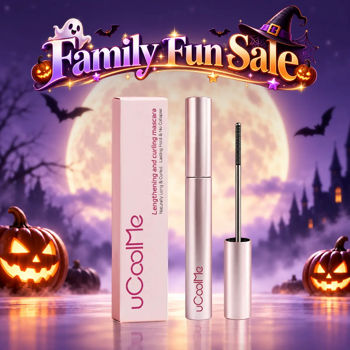 uCoolMe Enhancing Mascara - Beauty & Personal Care Makeup, 24-Hour Long-Lasting Waterproof Smudgeproof, Curl & Length Effects, Fine 3D Volume, Ultra-Fine Formula for Summer Glowup & Dramatic Lashes,familyfun