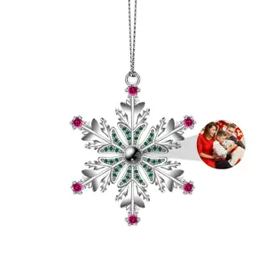 L&M  Photo Customized Projection Jewelry - Personalized Birthday Gift| Custom Jewelry Custom Gifts for Gratitude Christmas Gifts New European and American Christmas Tree Snowflake Ornament Projection Pendant  for Parents  hip hop titanium steel pendant