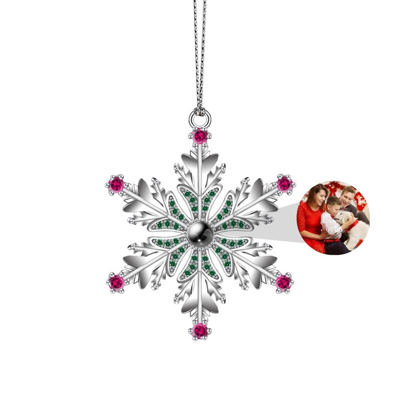 Unisex Micro-Engraved Photo Projection Necklace - Customizable Titanium Steel Hip Hop Pendant, Copper Chain, Metal Coated, Letter & Snowflake Ornaments, Commemorative Daily Wear Love Gift (Custom Content - Contact Us)