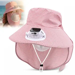 Wide Brim Outdoor Hat with Fan for Women – Lightweight Breathable Sun Cap with Neck Shield for Fishing, Hiking & Daily Wear