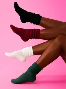 Swank A Posh Unisex Solid Colors Crew Socks Casual Moisture Wicking Scrunch Slouch Socks for Men & Women Soft Comfy Breathable Mid-alf Socks for All Seasons Daily Wear Ribbed Tube Socks No 003