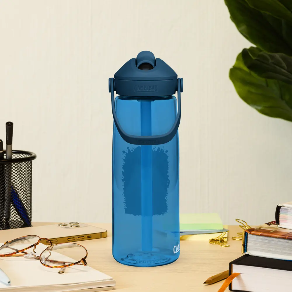Flip straw water bottle