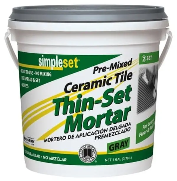 212 MAIN Pre-Mixed Ceramic Tile Thin-Set Mortar C, 2-Pack 1 Gal Gray No-Mess Adhesive Caulk for Interior Wall and Floor Installations, Wall Tile Bonding