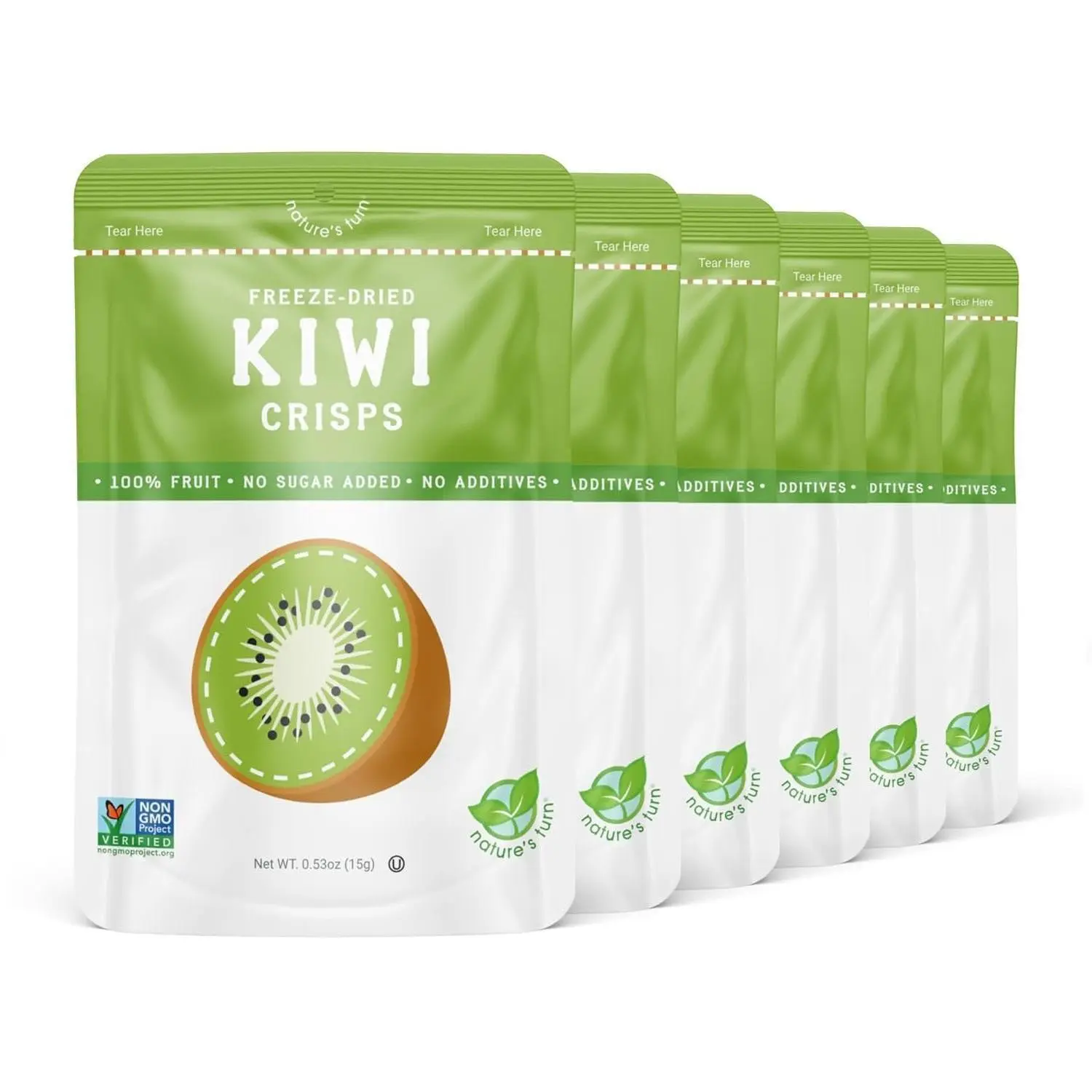 Nature’s Turn Freeze-Dried Fruit Snacks, Sour Kiwi Crisps, Pack of 6 (0.53 oz Each) Dry