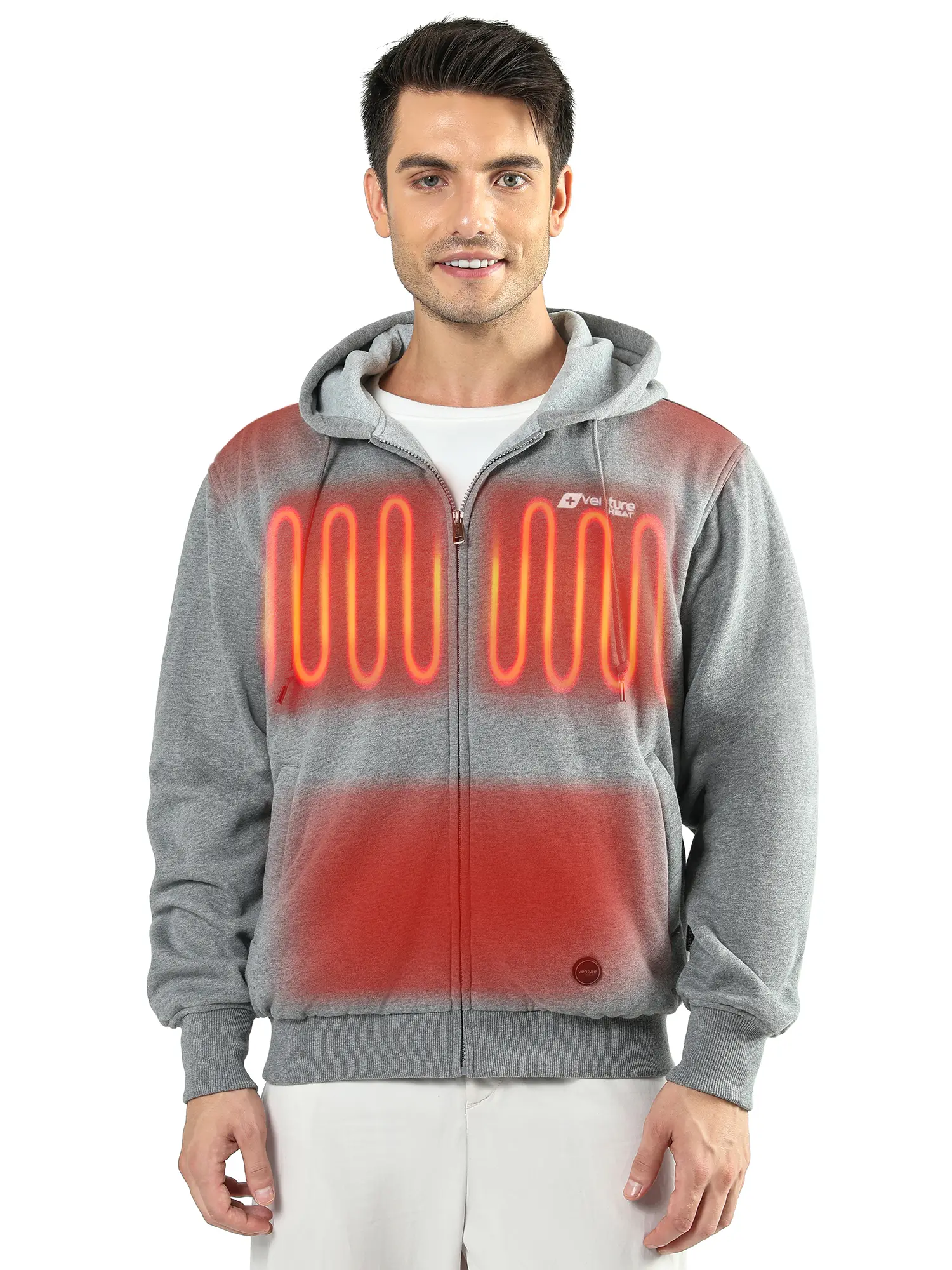 VENTURE HEAT Heated Jacket Hoodie for Men – Winter Coat, Outdoor Clothing, Bluetooth Controlled with 3 Adjustable Heating Zones