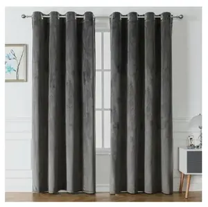 A-TYPE Blackout Soft Velvet Curtains with Grommet, 2 Panels Dark Grey(01A00-28SD2)
