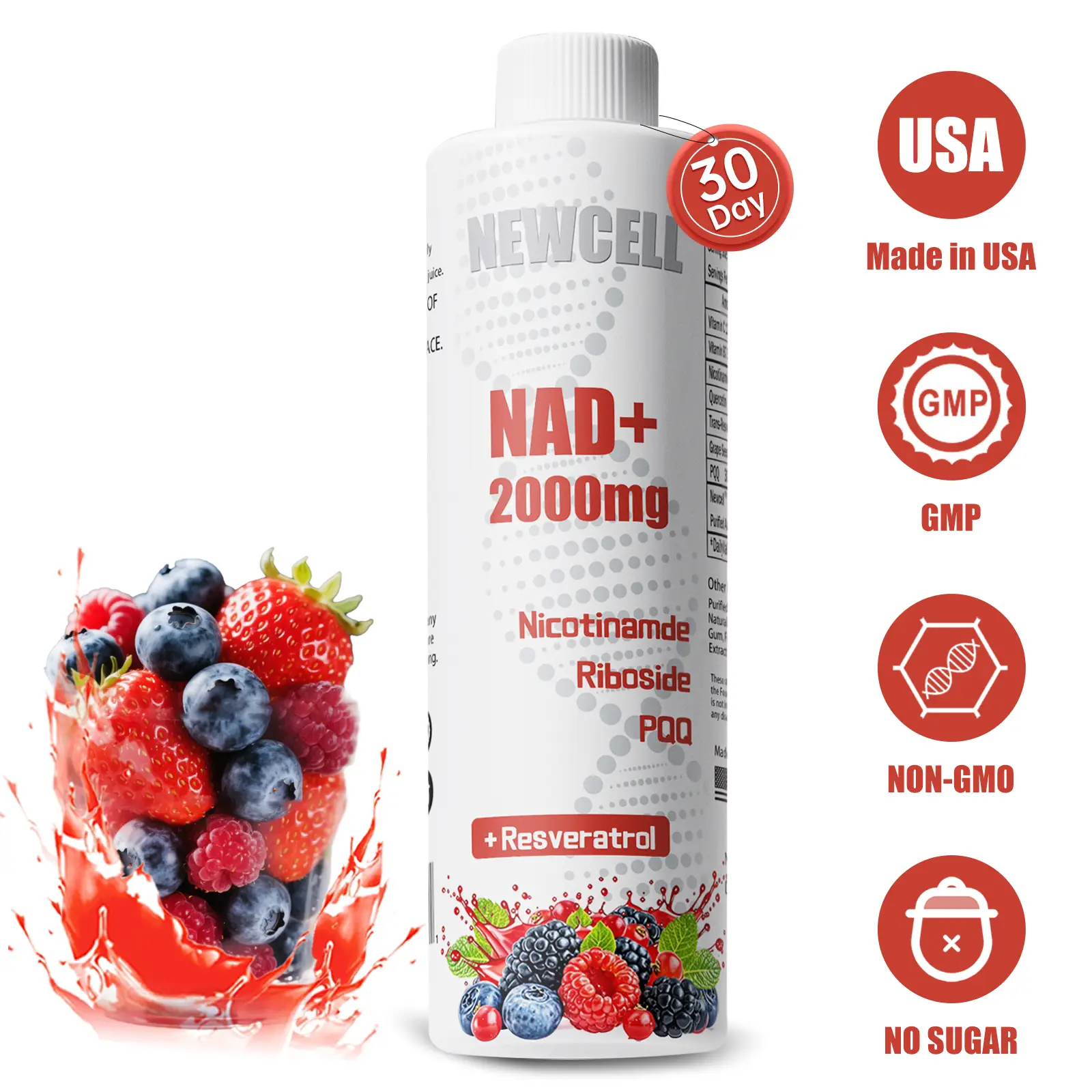 Newcell NR2000 - NAD+ Berry Flavored Drink Mix for Anti-Aging, Energy & Focus -...