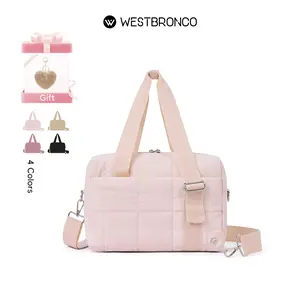 WESTBRONCO Puffer Small Women Gym Bag 2026 Chic Crossbody Fashion Bag Quilted Lightweight Waterproof Hand Shoulder Bag Capacity Duffel Convenient Carry Bag for Travel Stylish Workout Bag Gift for Her TikTokShopStockUp summervibes