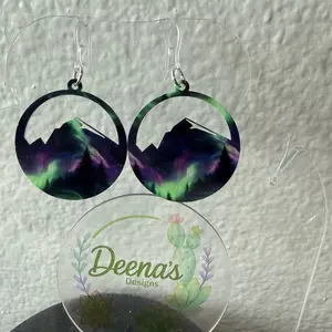 Deena's Designs Mountain Aurora Borealis landscape earring design