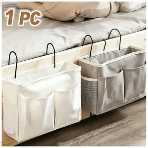 Bedside storage rack, hanging bedside storage box with bars, bedside item basket, can hold magazines, books, phones, water bottles and glass cups