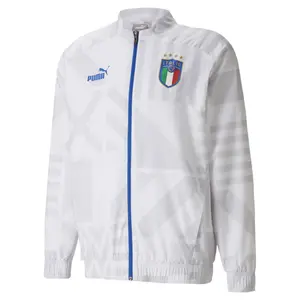 PUMA Mens Italy Away Prematch Jacket Soccer Cleats Full Zip Moisture Wicking - White