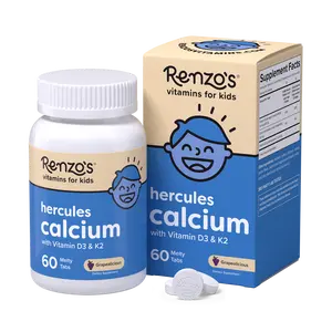 Renzo's Vitamins Hercules Calcium Supplement for Kids with D3 + K2 - 60 Melty Tabs